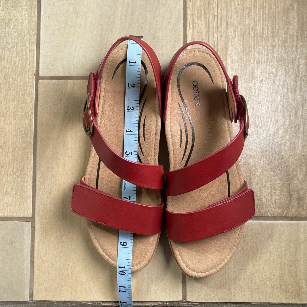 Aetrex Red Double Strap Sandals